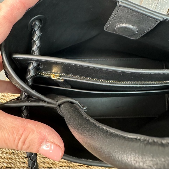 Quince Italian Leather Handwoven Satchel Black NWOT - Picture 13 of 16